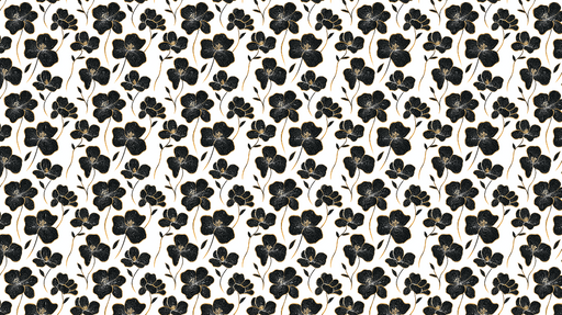 Papier peint fleurs noires Motif floral élégant sur fond clair