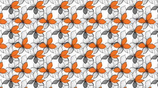 Papier peint fleurs orange et blanches Motif floral touches d orange éclatant
