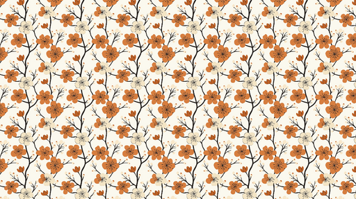Papier peint fleurs orange Motif floral et sur fond clair