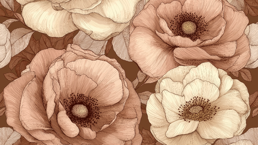 Papier peint fleurs pastel Dualite de couleurs pales