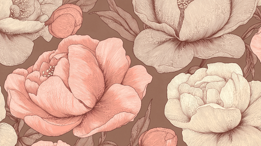 Papier peint fleurs pastel Style dessin au crayon lineaire