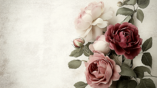 Papier peint fleurs Pétales de roses délicates sur fond texturé