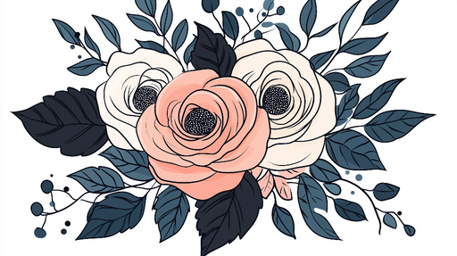 Papier peint fleurs roses Bouquets élégants et feuillage luxuriant