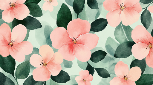 Papier peint fleurs roses Éclat floral sur fond doux