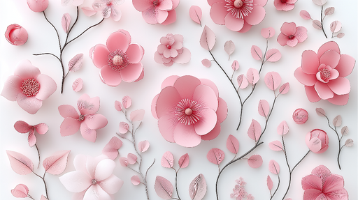 Papier peint fleurs roses Élégantes fleurs en papier sur fond doux