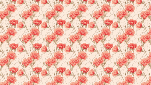 Papier peint fleurs roses Motif de fleurs roses sur fond crème