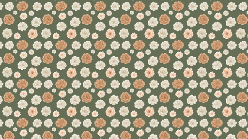 Papier peint fleurs roses Un délicat motif floral de roses aux teintes douces sur fond vert