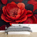 Papier peint fleurs rouges éclat de pivoines sur fond noir pour chambre moderne