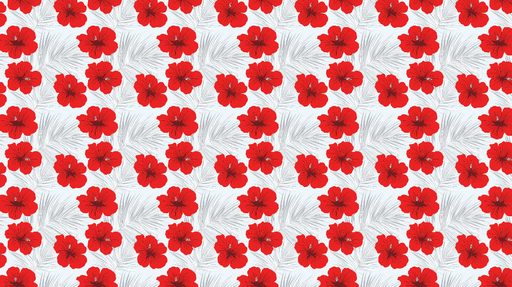 Papier peint fleurs rouges Motif de fleurs d'hibiscus éclatantes sur fond clair