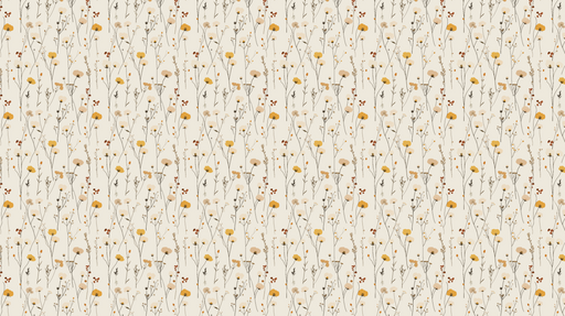 Papier peint fleurs sauvages Motif de fleurs jaunes et brunes sur fond clair