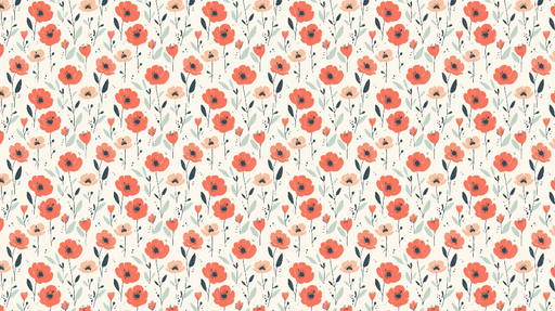 Papier peint fleurs sauvages Pétales rouges et douces feuilles vertes sur fond clair