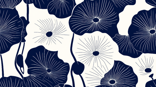 Papier peint fleurs stylisées avec motifs floraux élégants en bleu marine pour décoration murale moderne