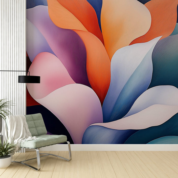 Papier peint floral abstrait | Éclats de couleurs douces et vives
