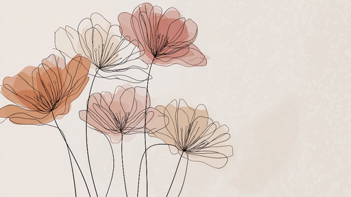 Papier peint floral abstrait Fleurs à contours délicats sur fond doux