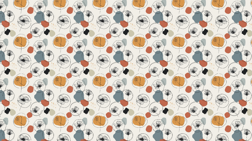 Papier peint floral abstrait Motifs de fleurs stylisées et formes colorées