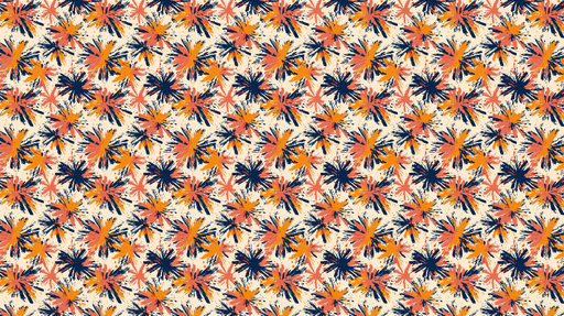 Papier peint floral abstrait Motifs dynamiques en orange bleu marine et rose