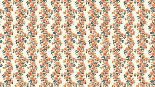 Papier peint floral Arrangement de fleurs orange sur fond crème