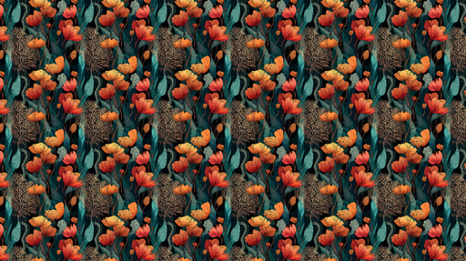 Papier peint floral automnal Motifs floraux sur fond sombre