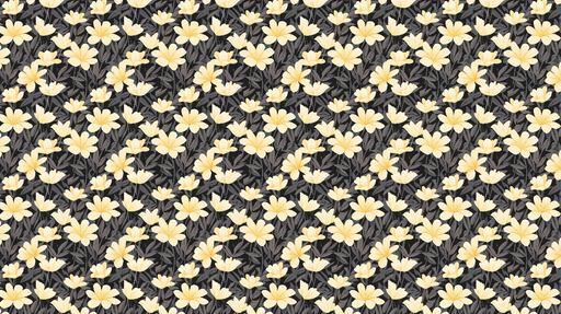 Papier peint floral aux fleurs jaunes Motif de fleurs jaunes sur fond noir