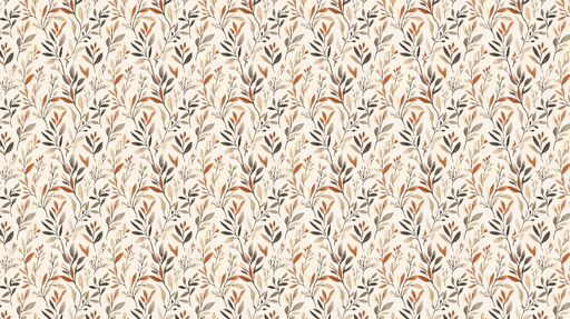 Papier peint floral aux teintes automnales Motifs délicats de feuilles et fleurs sur fond crème