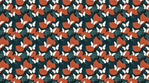 Papier peint floral avec papillons Motif de feuilles et papillons blancs sur fond sombre