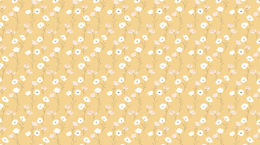 Papier peint floral beige Fleurs blanches et délicates sur fond moutarde