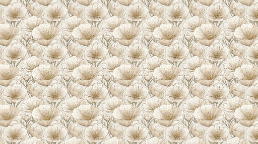 Papier peint floral beige Fleurs délicates aux nuances dorées