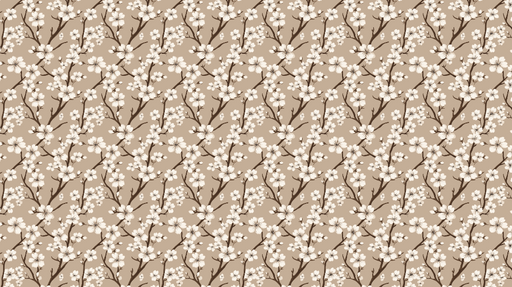 Papier peint floral beige Motif de fleurs blanches élégantes sur fond neutre