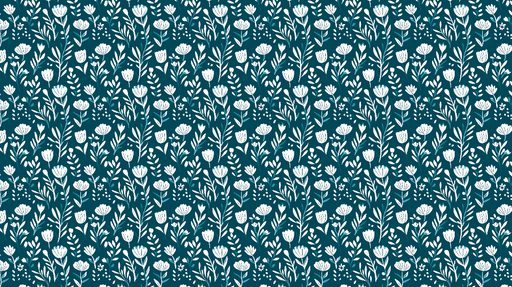 Papier peint floral blanc sur fond bleu Motifs de fleurs épanouies et feuillages délicats