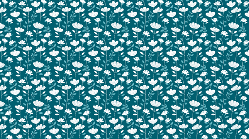 Papier peint floral blanc sur fond turquoise Motifs de fleurs et feuillages