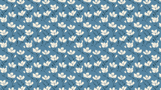 Papier peint floral bleu Éclatantes fleurs blanches sur fond bleu