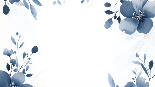 Papier peint floral bleu Élégantes fleurs et feuillage délicat