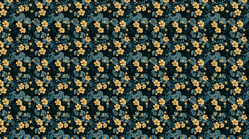Papier peint floral bleu et jaune Motif floral détaillé sur fond sombre