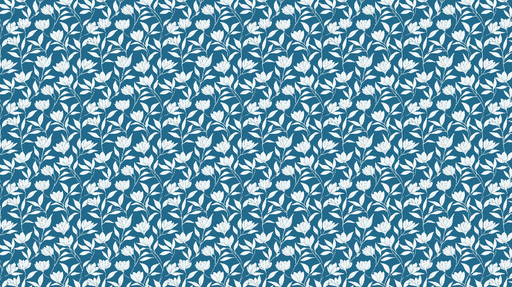 Papier peint floral bleu Fleurs blanches sur fond bleu profond