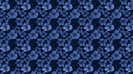 Papier peint floral bleu Fleurs bleu profond sur fond sombre