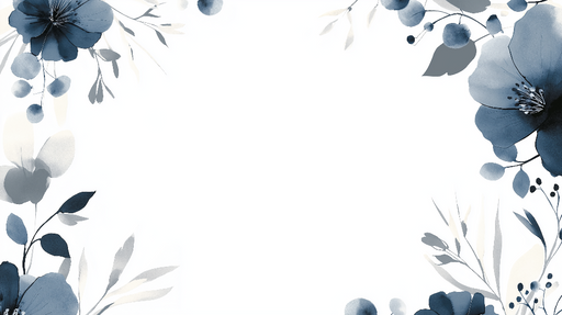 Papier peint floral bleu Fleurs délicates sur fond blanc