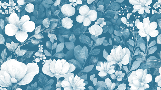 Papier peint floral bleu Fleurs délicates sur fond turquoise