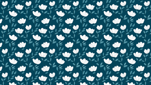 Papier peint floral bleu foncé Fleurs blanches sur fond bleu profond avec feuillage subtil