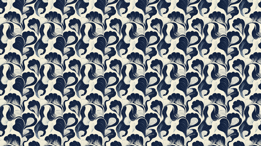 Papier peint floral bleu marine Motif de fleurs stylisées sur fond clair
