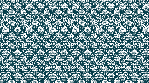 Papier peint floral bleu marine Motifs floraux délicats en blanc sur fond bleu profond