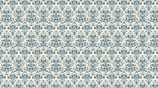 Papier peint floral bleu Motif classique de fleurs stylisées sur fond crème