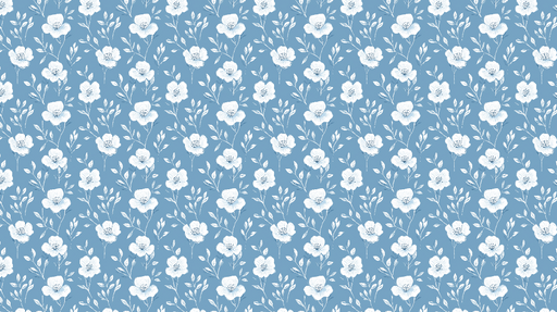 Papier peint floral bleu Motif de fleurs blanches sur fond bleu