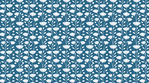 Papier peint floral bleu Motif de fleurs blanches sur fond bleu