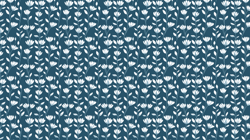 Papier peint floral bleu Motif de fleurs blanches sur fond bleu profond