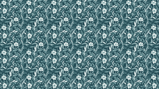 Papier peint floral bleu Motif de fleurs blanches sur fond bleu-vert