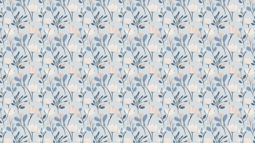 Papier peint floral bleu Motif de fleurs et feuillages sur fond bleu clair