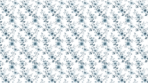 Papier peint floral bleu Motifs de fleurs et feuillages sur fond blanc