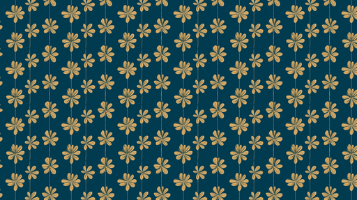 Papier peint floral bleu nuit Motif de fleurs dorées sur fond bleu profond