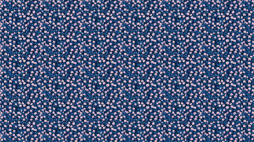 Papier peint floral bleu nuit Motif de petites fleurs roses sur fond sombre