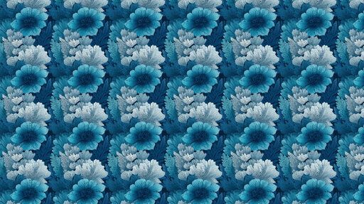 Papier peint floral bleu Un élégant motif de fleurs en nuances de bleu et de gris